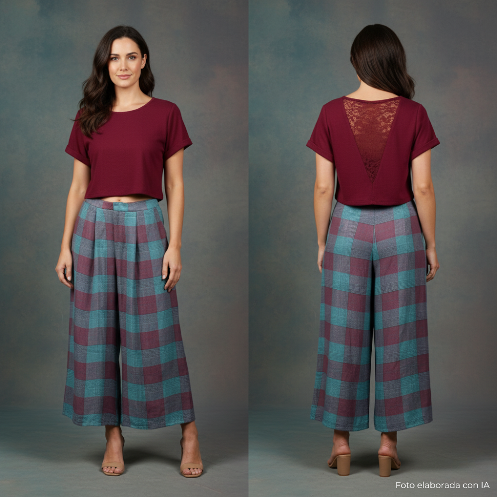 Camiseta corta con encaje atras