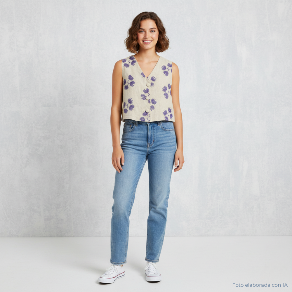 Chaleco bordados azules