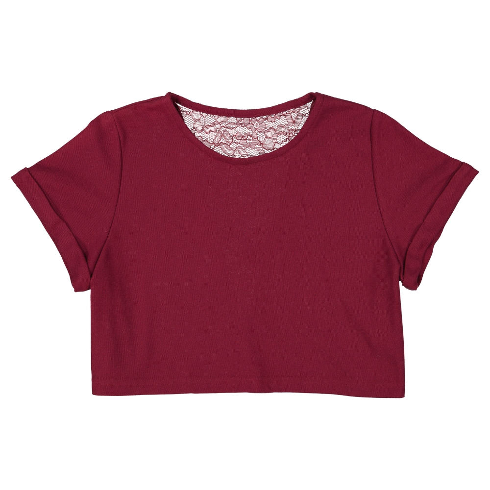 Camiseta corta con encaje atras