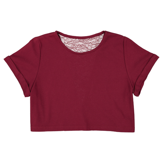 Camiseta corta con encaje atras