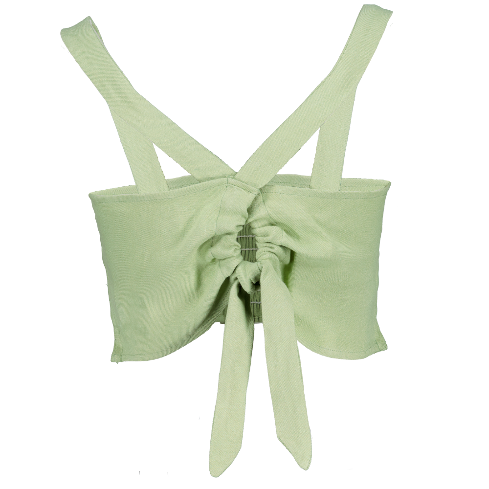 Top verde amarre cruzado atrás